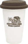 9948-11 oz. Double Wall White Porcelain Cup w/Brown Lid