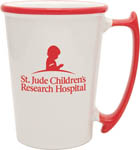 32376-14 oz White Kona Mug with Red Trim