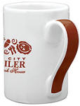 396-13 oz. White Mug with Rust Ribbon Handle 