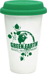 9979-Double Wall White Porcelain Cup w/Green Lid