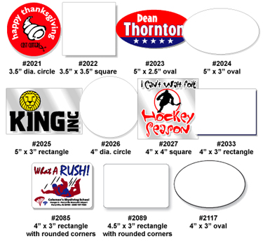 Oval and round stickers. Clear stickers and white stickers.